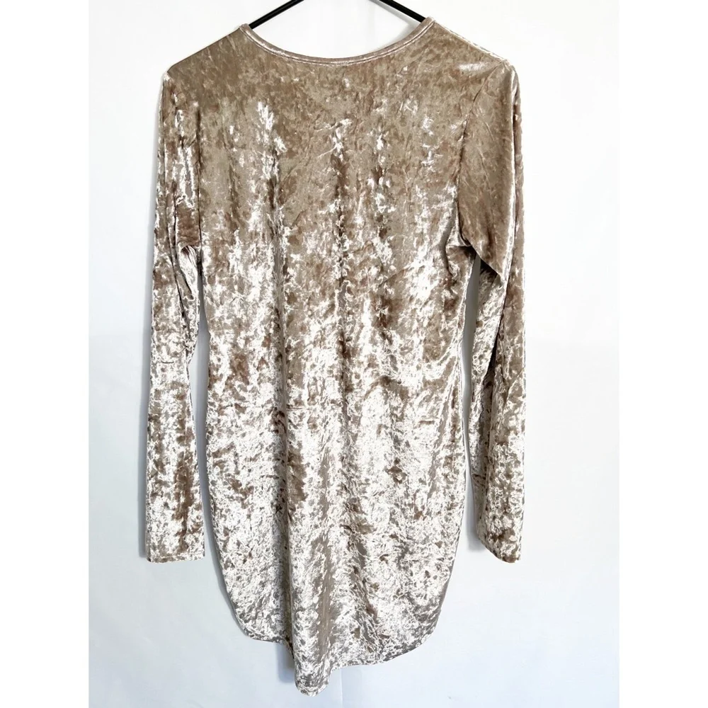 Windsor Champagne Velvet Long Sleeve Mini Dress - Picture 2 of 3